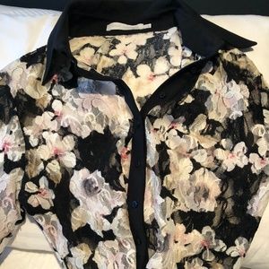 Anne Fontaine Stretch Flora Lace Button Down